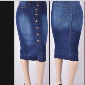 Midi pencil jean skirt